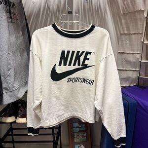 Nike White + Black cropped crew neck